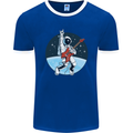 Space Rock Funny Astronaut Guitar Guitarist Mens Ringer T-Shirt FotL Royal Blue/White