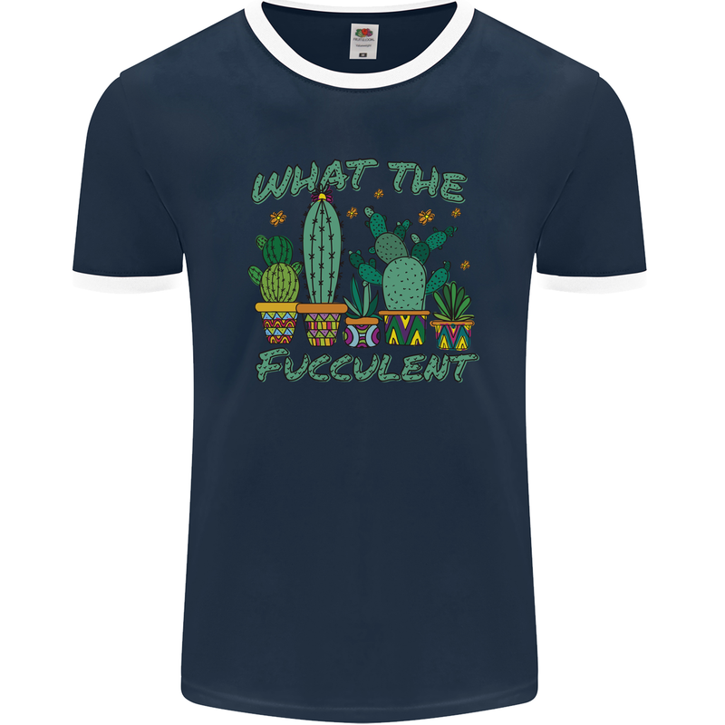 Gardening Fucculent Funny Plant Botanist Mens Ringer T-Shirt FotL Navy Blue/White