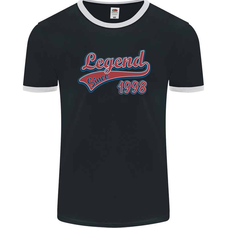 Legend Since 25th Birthday 1998 Mens Ringer T-Shirt FotL Black/White