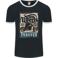 Two Wheels Biker Motorcycle Motorbike Mens Ringer T-Shirt FotL Black/White