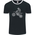 Motocross Line Drawing Dirt Bike MotoX Mens Ringer T-Shirt FotL Black/White