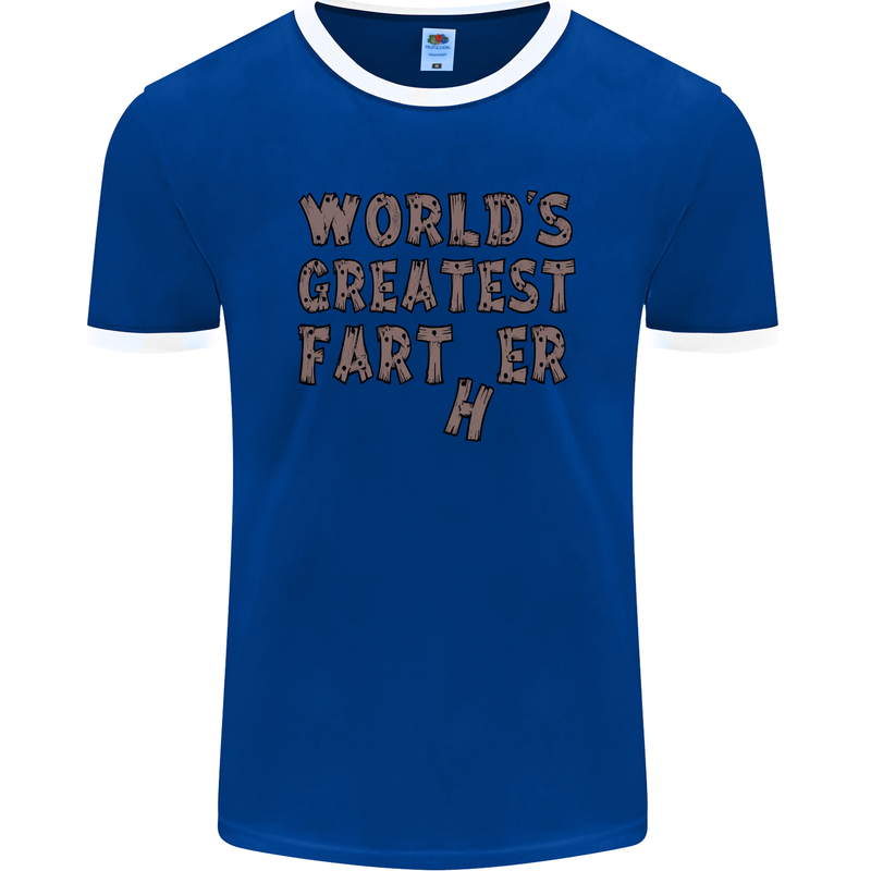 Father's Day World's Greatest Farter Funny Mens Ringer T-Shirt FotL Royal Blue/White