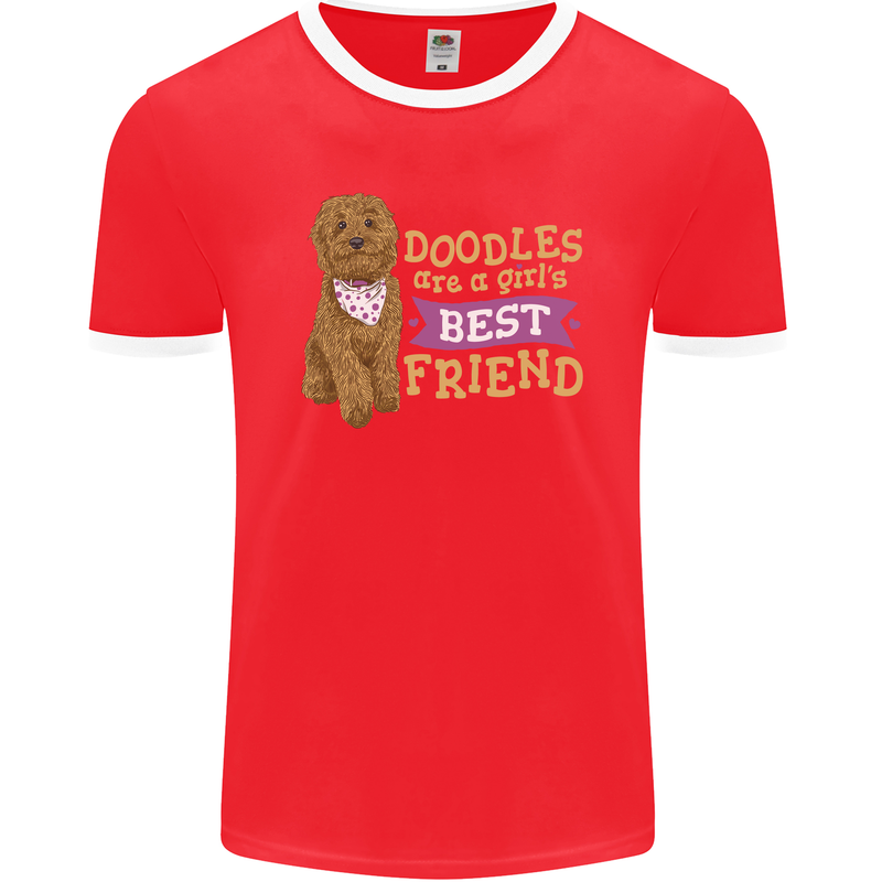 Doodles Girls Best Friend Goldendoodle Dog Mens Ringer T-Shirt FotL Red/White