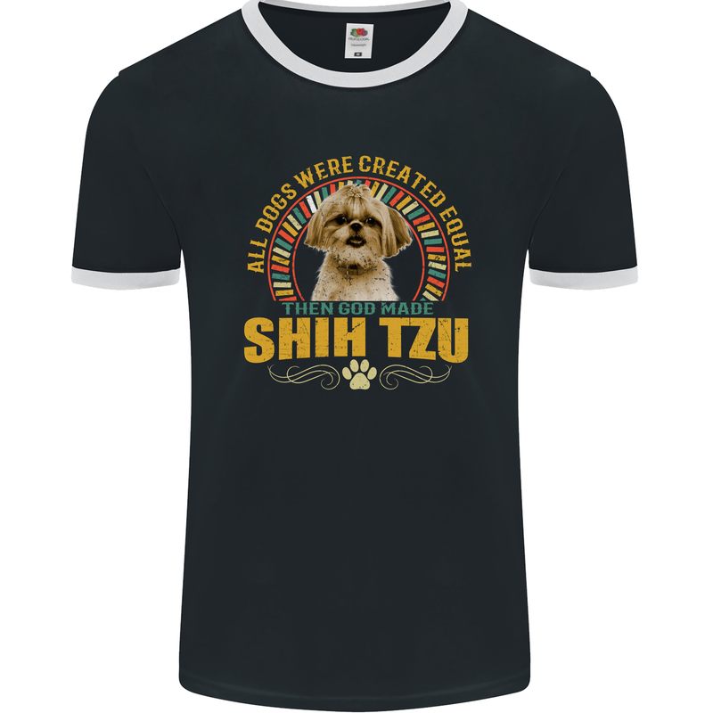 A Shih Tzu Dog Mens Ringer T-Shirt FotL Black/White