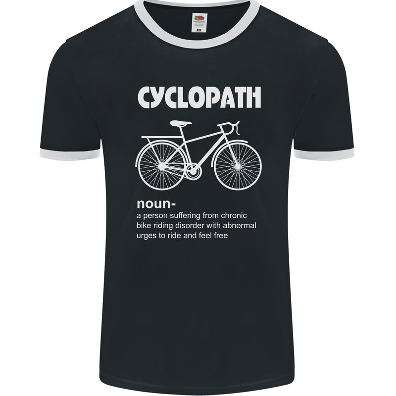 Cyclopath Funny Cycling Bicycle Cyclist Mens Ringer T-Shirt FotL Black/White