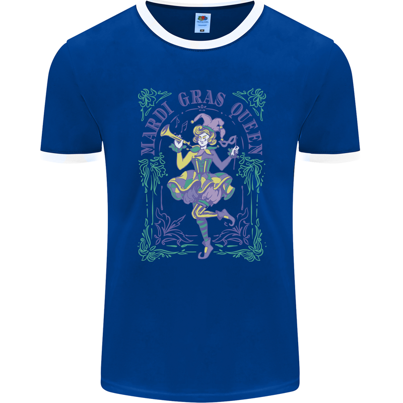 The Mardi Gras Queen Mens Ringer T-Shirt FotL Royal Blue/White