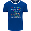 Autism World From Different Angles Autistic Mens Ringer T-Shirt FotL Royal Blue/White