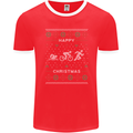 Christmas Triathlon Funny Fitness Gym Mens Ringer T-Shirt FotL Red/White