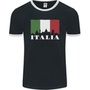 Italy Skyline Italian Flag Mens Ringer T-Shirt FotL Black/White