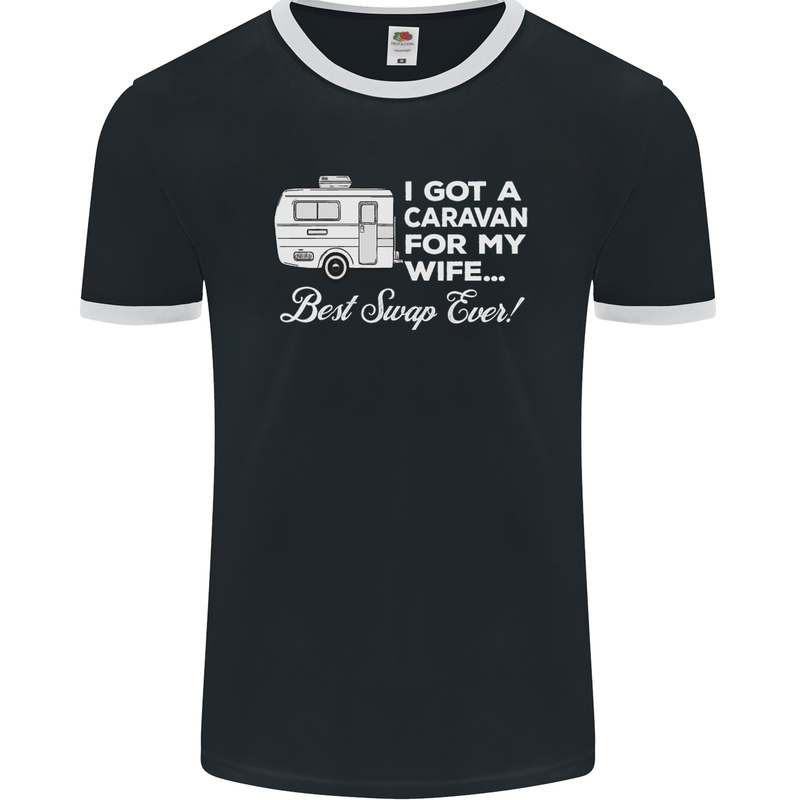 A Caravan for My Wife Funny Caravanning Mens Ringer T-Shirt FotL Black/White