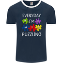 Every Day I'm Puzzling Autism Autistic ASD Mens Ringer T-Shirt FotL Navy Blue/White