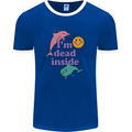 I'm Dead Inside Dolphins Sunrise Mens White Ringer T-Shirt Royal Blue/White