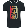 41st Birthday 41 Year Old Level Up Gamming Mens Ringer T-Shirt FotL Black/White