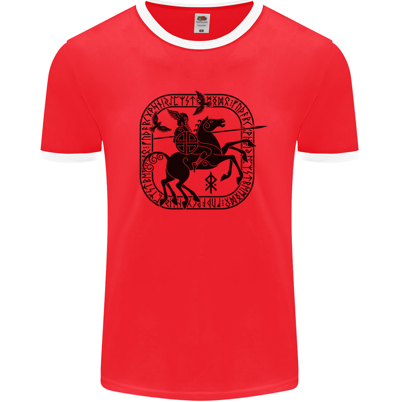 Masters of the Sea Vikings Valhalla Sailing Sailor Mens White Ringer T-Shirt Red/White