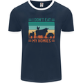 I Don't Eat My Homies Funny Vegan Vegetarian Mens Ringer T-Shirt FotL Navy Blue/White