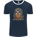 Steampunk Lion Mens Ringer T-Shirt FotL Navy Blue/White