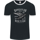 Super Plug Motorbike Cafe Racer Biker Mens Ringer T-Shirt FotL Black/White