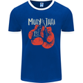 Muay Thai Boxing Gloves MMA Mens Ringer T-Shirt FotL Royal Blue/White