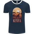 Kenya Safari Souvenir Mens Ringer T-Shirt FotL Navy Blue/White