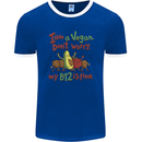 I'm a Vegan My b12 Is Fine Funny Mens Ringer T-Shirt FotL Royal Blue/White