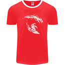 Surfing Spaceman Astornaut Surfer Surf Mens Ringer T-Shirt FotL Red/White