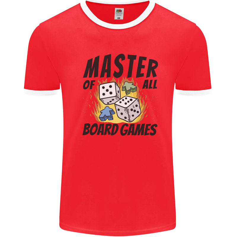 Master of All Board Games Mens Ringer T-Shirt Red/White