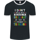 Brilliant & Busy Thinking Autism Autistic Mens Ringer T-Shirt FotL Black/White