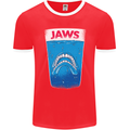 Jaws Funny Parody Dentures Skull Teeth Mens Ringer T-Shirt FotL Red/White