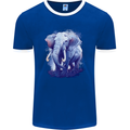 An Elephant Watercolour Mens Ringer T-Shirt FotL Royal Blue/White