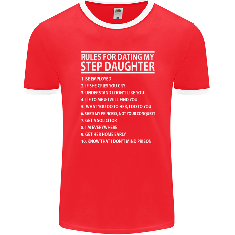 Dating My Step Daughter Funny Father's Day Mens Ringer T-Shirt FotL Red/White