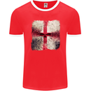 Dissolving England Flag St. George's Skull Mens Ringer T-Shirt FotL Red/White