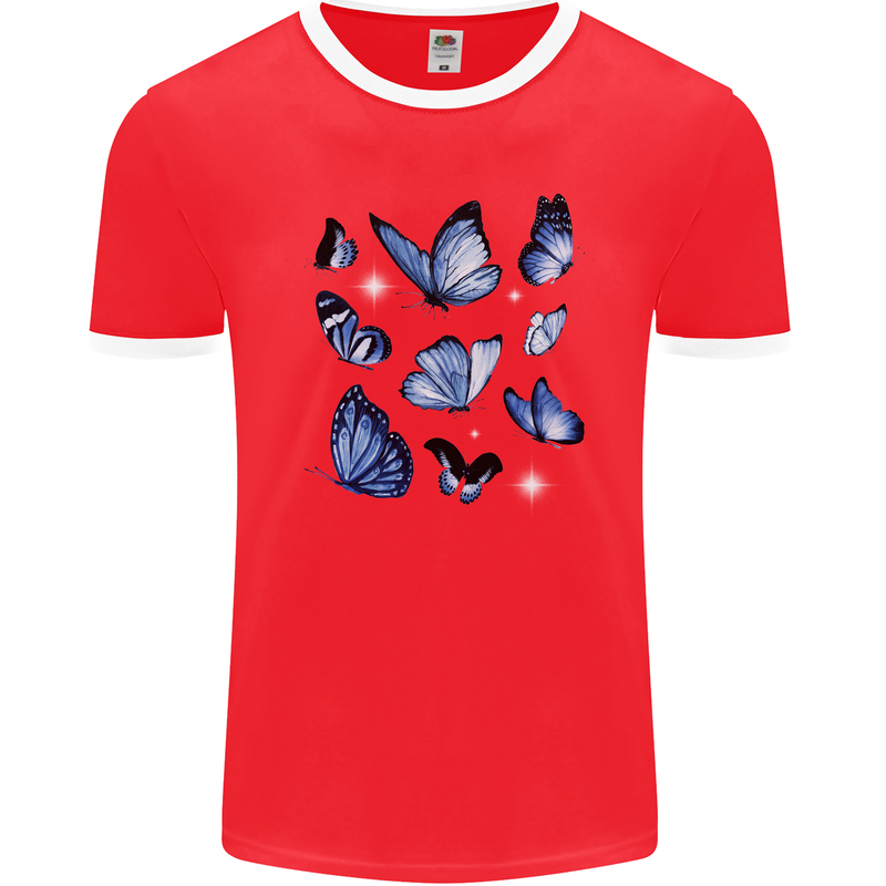 A Butterfly Collection Rhopalocera Mens Ringer T-Shirt FotL Red/White