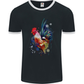 A Chicken Watercolour Mens Ringer T-Shirt FotL Black/White