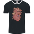 Mushroom Heart Foraging Mycology Mens Ringer T-Shirt FotL Black/White