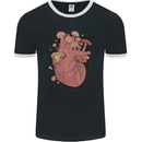 Mushroom Heart Foraging Mycology Mens Ringer T-Shirt FotL Black/White