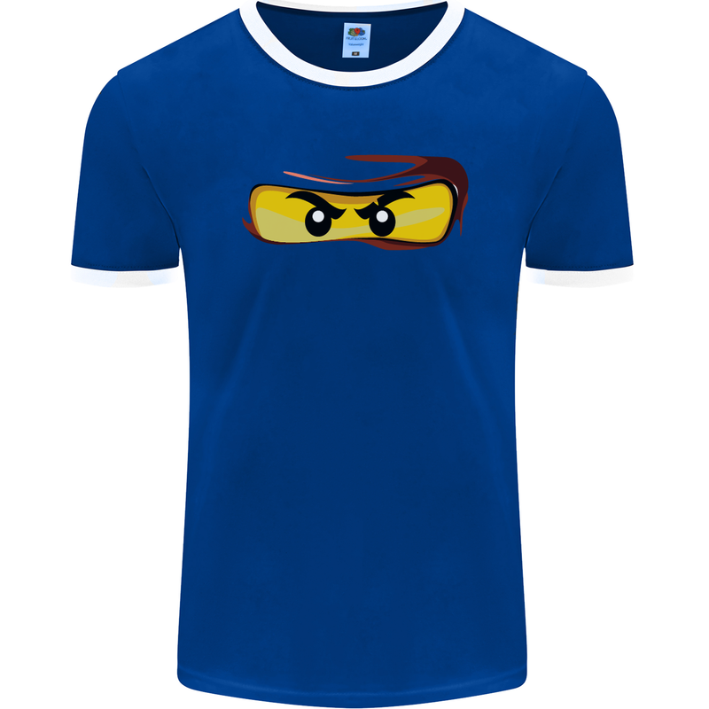Ninja Eyes Mens Ringer T-Shirt FotL Royal Blue/White