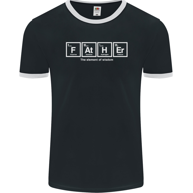 Father's Day the Element of Wisdom Dad Mens Ringer T-Shirt FotL Black/White