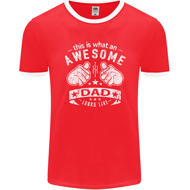 This is What an Awesome Dad Looks Like Mens Ringer T-Shirt FotL Red/White