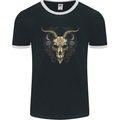 A Ram Skull Gothic Goth Heavy Metal Rock Mens Ringer T-Shirt FotL Black/White