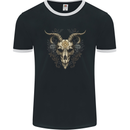 A Ram Skull Gothic Goth Heavy Metal Rock Mens Ringer T-Shirt FotL Black/White