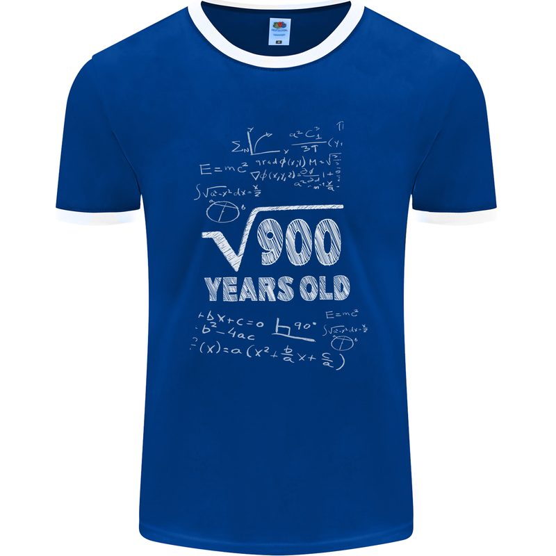 30th Birthday 30 Year Old Geek Funny Maths Mens Ringer T-Shirt FotL Royal Blue/White