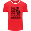 The Cat Owns the House Funny Kitten Mens Ringer T-Shirt FotL Red/White