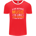 A Day Without Music Tekno Hip Hop Metal Mens Ringer T-Shirt FotL Red/White