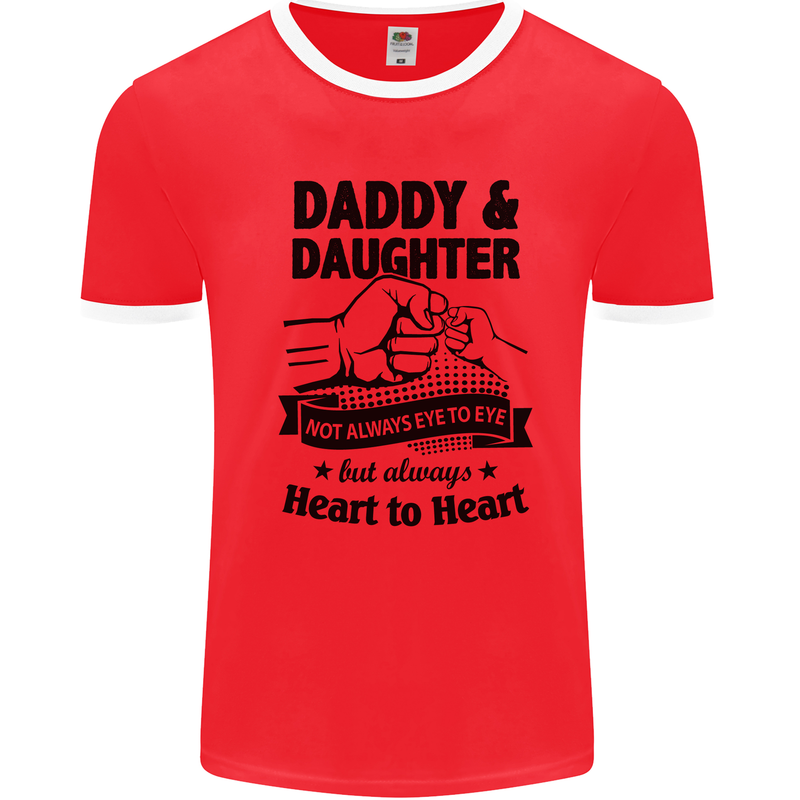 Daddy and Daughter Funny Father's Day Mens White Ringer T-Shirt Red/White