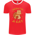 Thanksgiving Christmas Turkey I'm a Cat Mens Ringer T-Shirt FotL Red/White