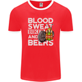 Blood Sweat Bikes & Beer Funny Motorcycle Mens Ringer T-Shirt FotL Red/White