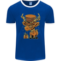 Steampunk Reindeer Funny Christmas Mens Ringer T-Shirt FotL Royal Blue/White