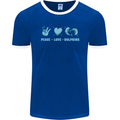 Peace Love Dolphins Sea life Mens Ringer T-Shirt FotL Royal Blue/White