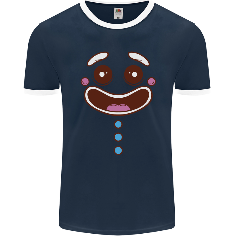 A GingerBread Man Mens Ringer T-Shirt FotL Navy Blue/White