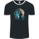 A Wizard Looking at a Fantasy Moon Warlock Mens Ringer T-Shirt FotL Black/White